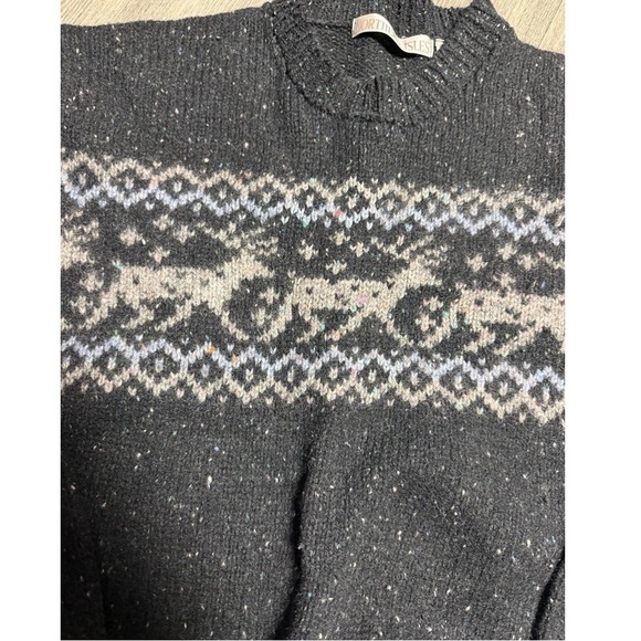Men's Dark Gray Patterned Wool Sweater - Picture 2 of 2